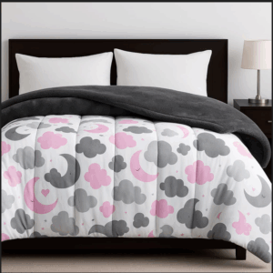 لحاف شتوي فرو رمادي نجوم و هلال 220 * 235 سم